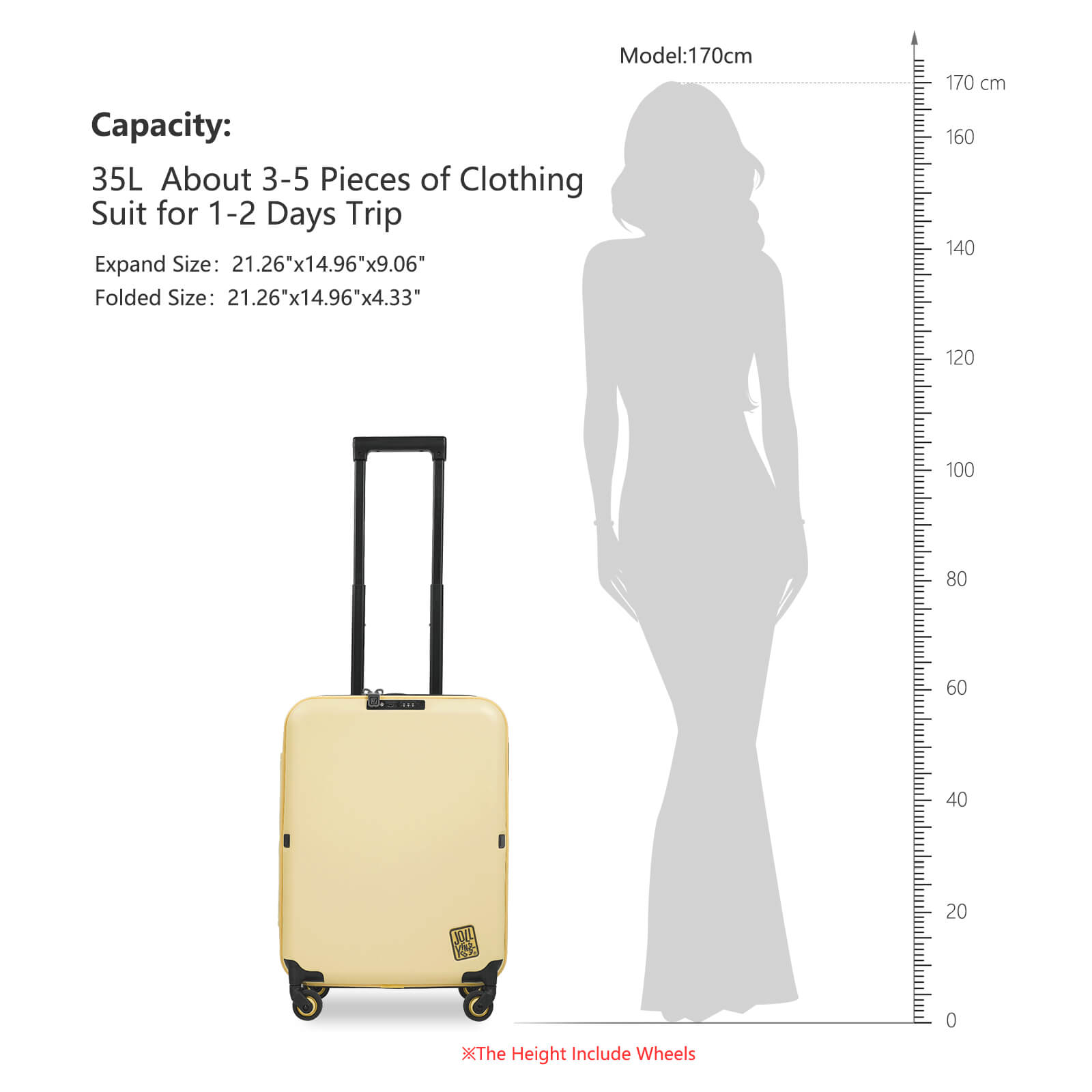 Foldable suitcase (35L, carry-on size)